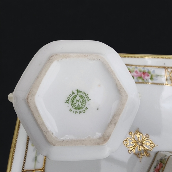 Complete Vintage Nippon Condiment Tray S&P Mustard Pot w Spoon Toothpick Holder - Picture 6 of 16